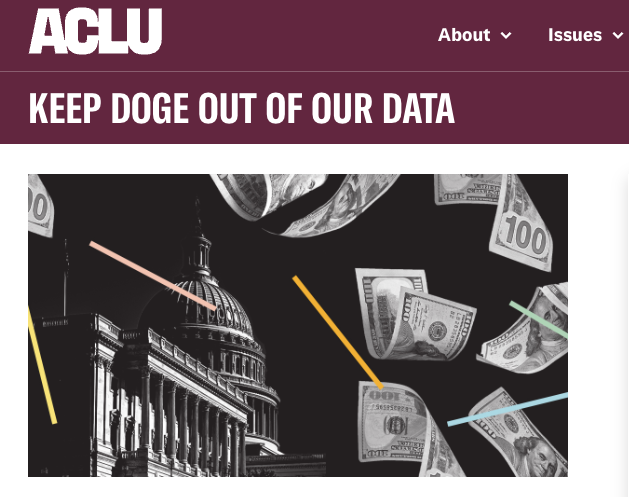 Screenshot of the ACLU webpage. ACL Keep Dodge Out of Our Data